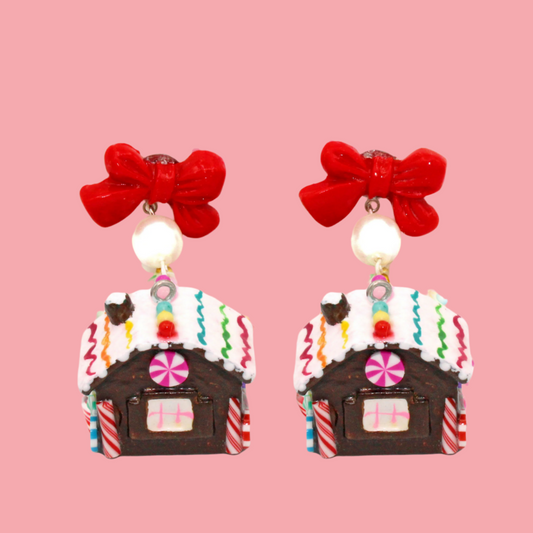 Miniature Gingerbread House Earrings - Limited Edition Christmas Collection