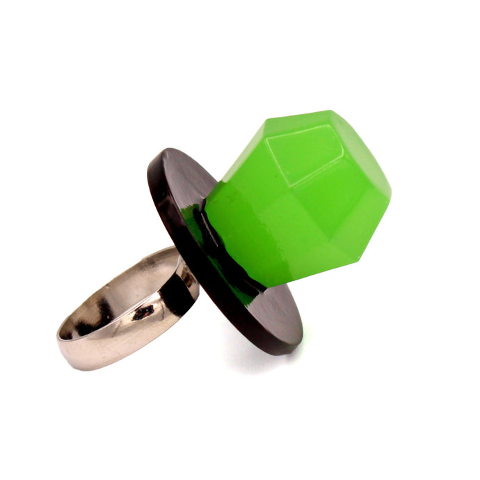 Jewelie Pop Ring Non Traditional Engagement Ring Resin Handmade Jewelry Gift Men Women Green