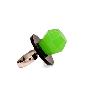 unique non traditional engagement ring promise jewelie pop ring resin handmade jewelry gift men women green