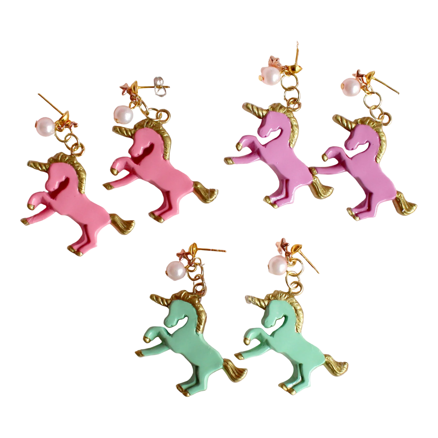 Pastel Golden Unicorn Earrings