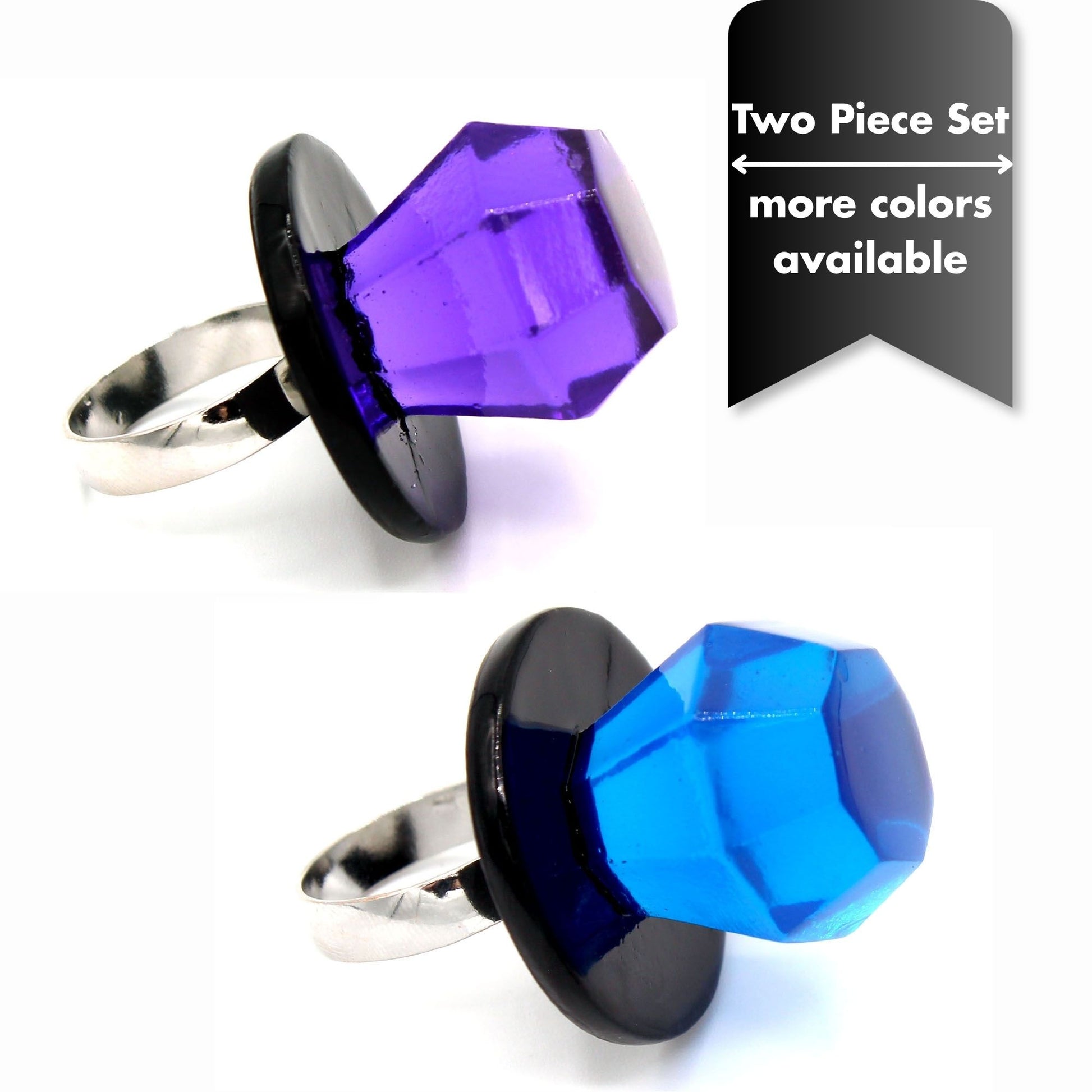 Jewelie a Unique Engagement Ring Couples Set of Two, Men or Women Promise Ring, Handmade Resin Fashion Jewelry Gift