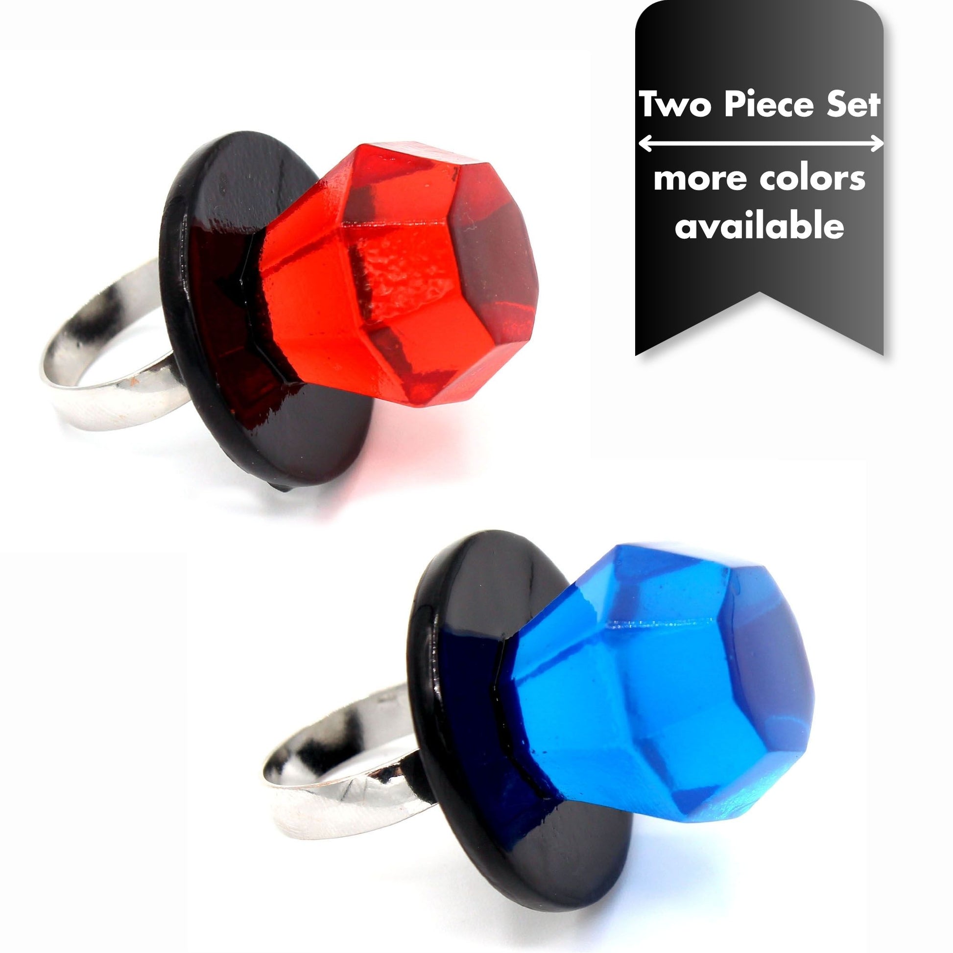 Jewelie a Unique Engagement Ring Couples Set of Two, Men or Women Promise Ring, Handmade Resin Fashion Jewelry Gift