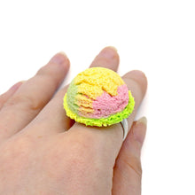 Load image into Gallery viewer, Kawaii Pastel Rainbow Ice Cream Ring - Gold or Silver Adjustable - Fatally Feminine Designs
