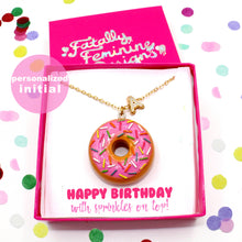 Load image into Gallery viewer, Pink Personalized Donut Necklace Birthday gift for Best Friend Handmade Cute Charm Jewelry for Women
