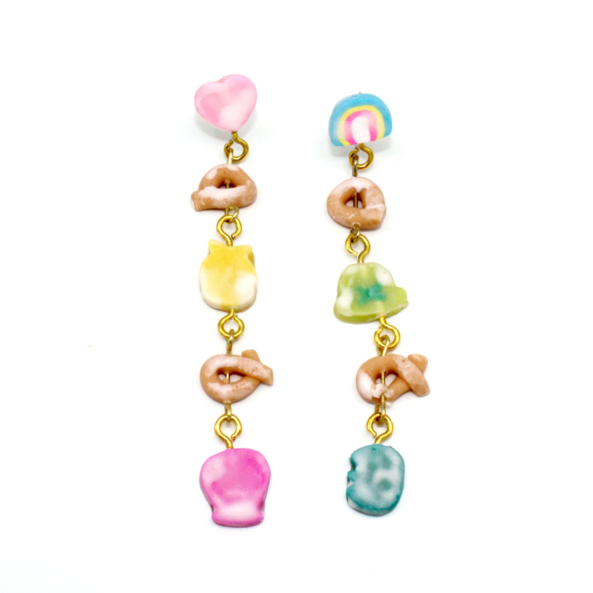 Lucky Cereal Statement Drop Earrings - Handmade in Polymer Clay by Fatally Feminine