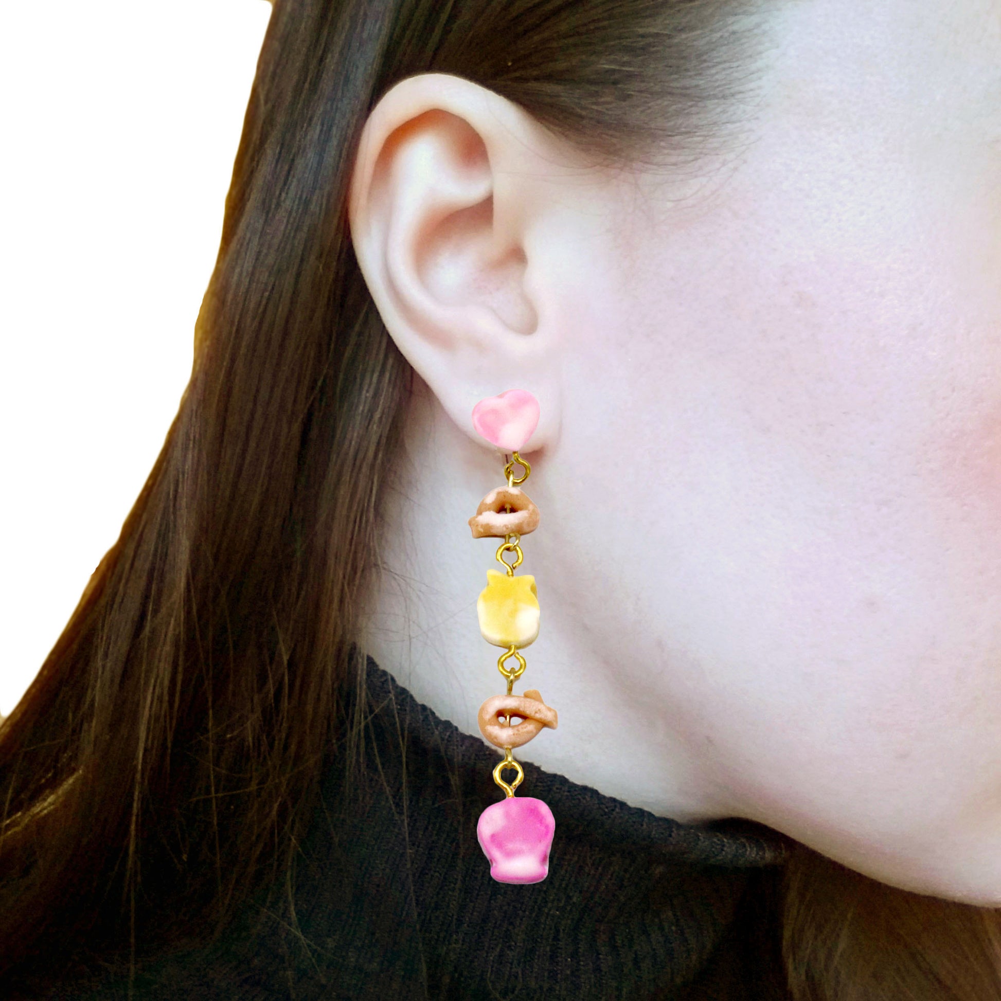 Lucky Cereal Statement Drop Earrings - Handmade in Polymer Clay by Fatally Feminine