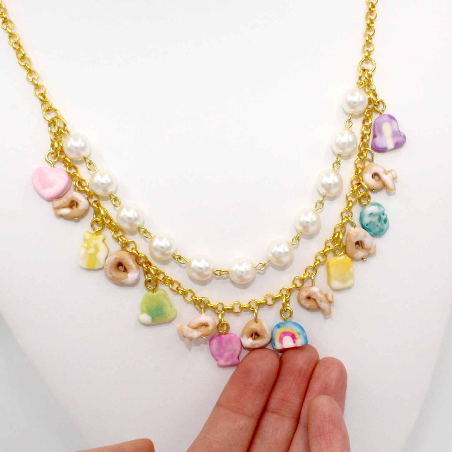 Lucky Cereal Statement Necklace - Handmade in Polymer Clay by Fatally Feminine Kawaii Jewelry Gift for Women