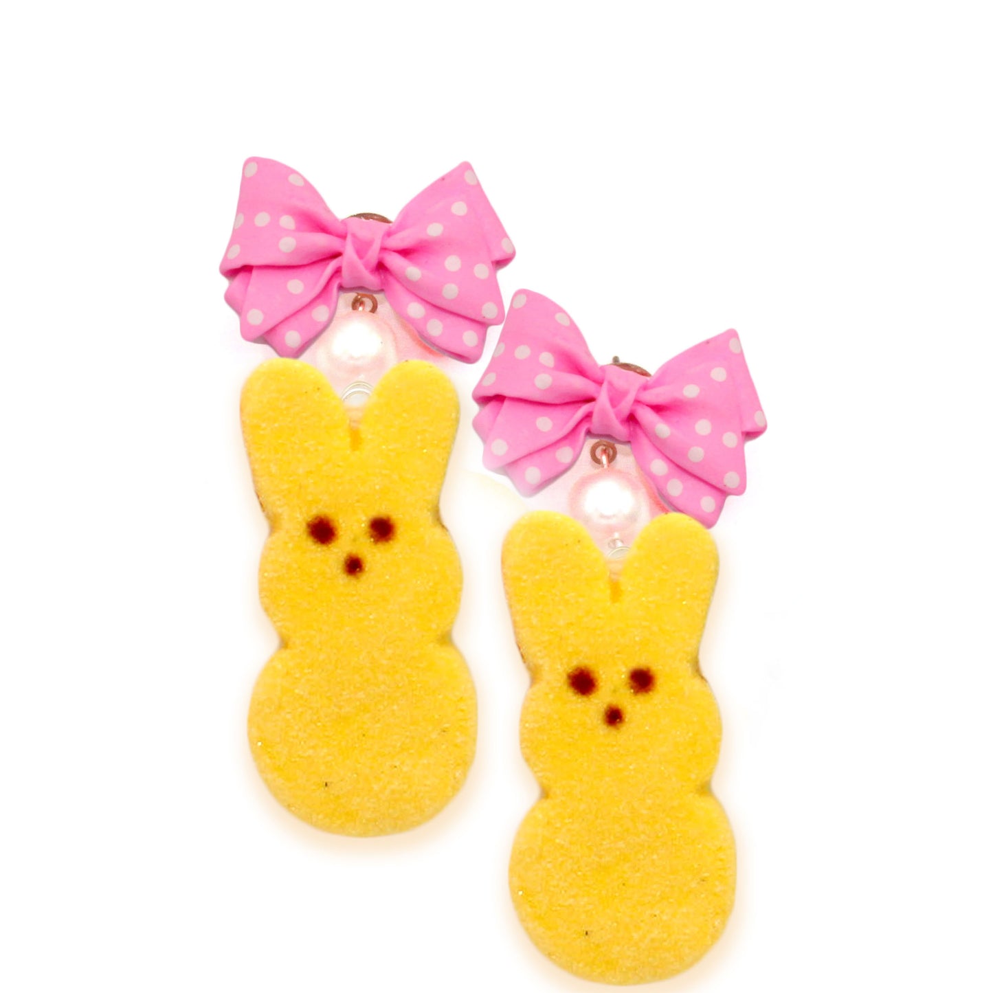 Kawaii Easter Statement Earrings Marshmallow Bunny Candy Yellow