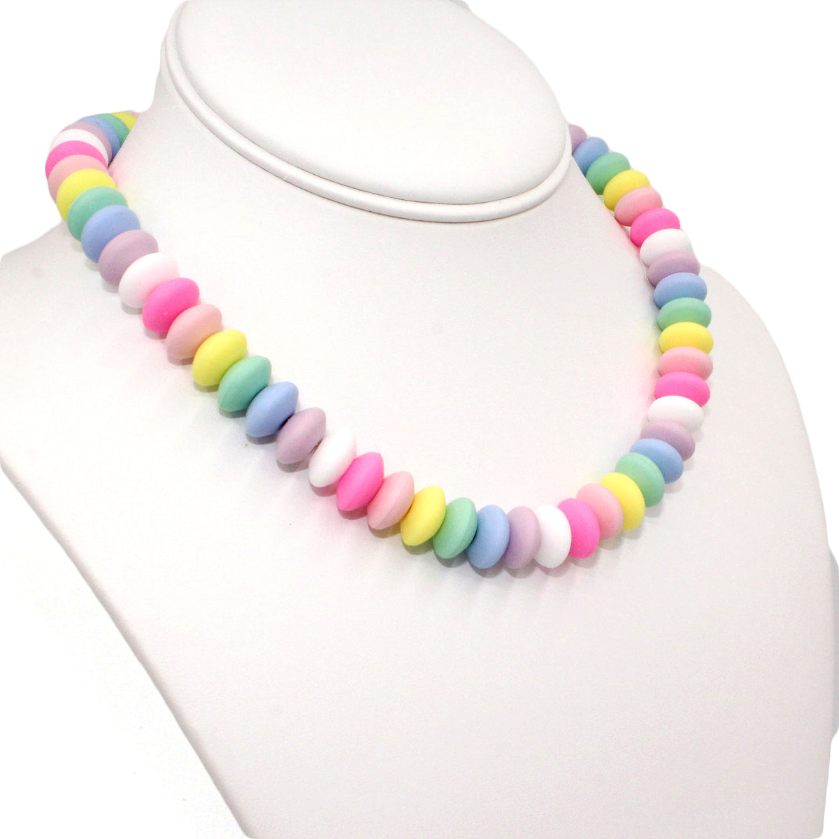 Maximalist Pastel Faux Candy Choker Necklace, Chunky Statement Jewelry