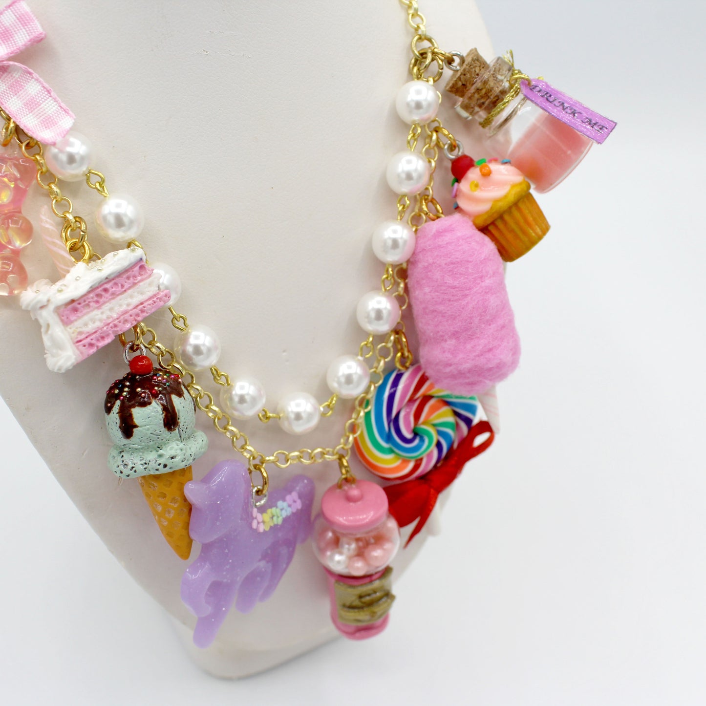 Kawaii Pink Candy Shop Statement Charm Necklace - Gold or Silver