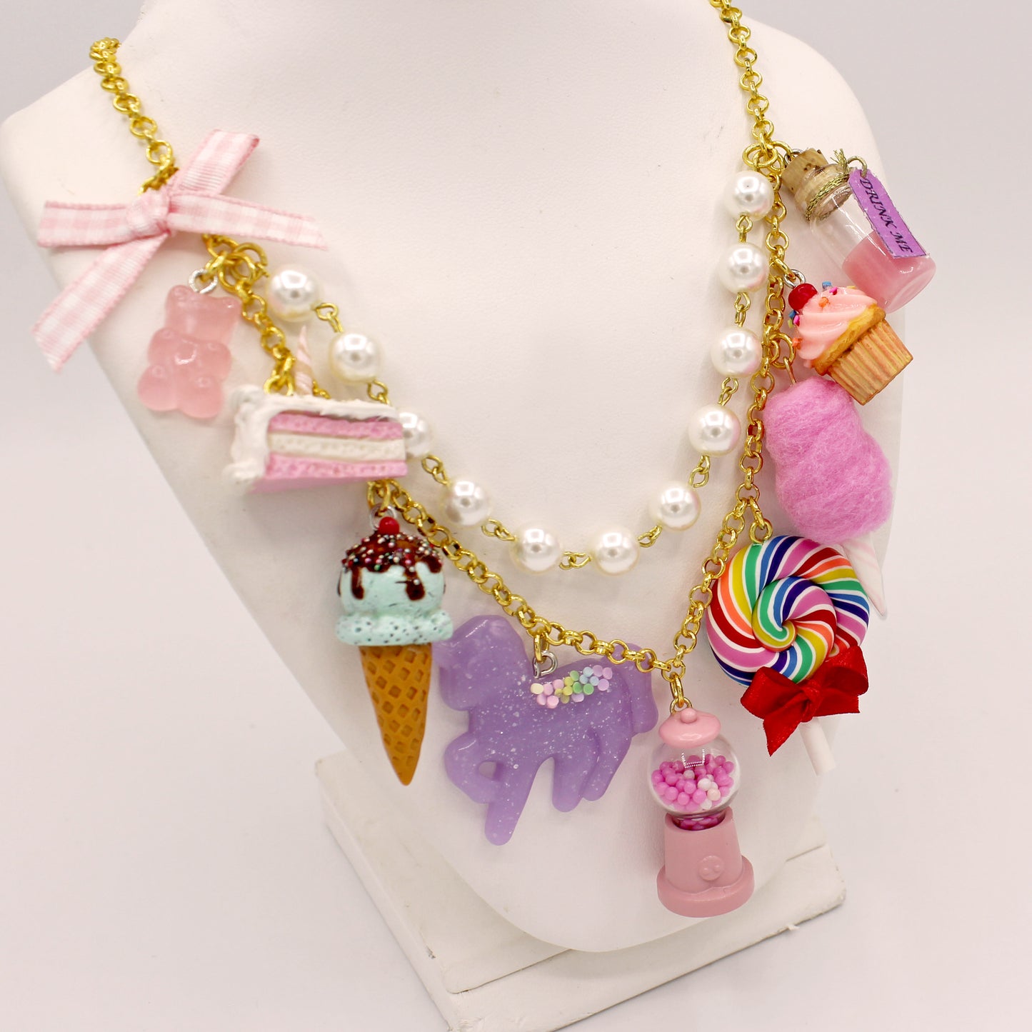 Pink Candy Shop Statement Necklace Kawaii Handmade Charm Necklace by Fatally Feminine