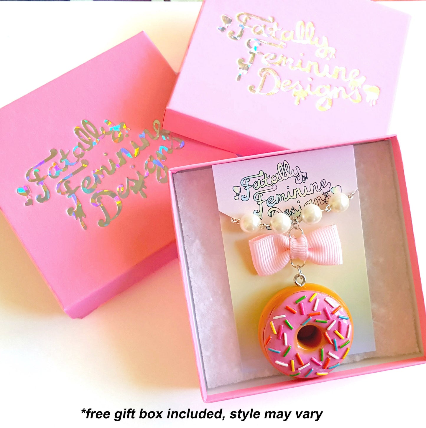 Miniature Cake Statement Charm Necklace - Gold or Silver Finish - Handmade in the USA