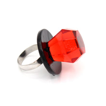 Load image into Gallery viewer, unique non traditional engagement ring promise jewelie pop ring resin handmade jewelry gift men women red
