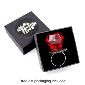 Jewelie Pop Ring Engagement Ideas Non traditional promise for women or men red black resin handmade gift