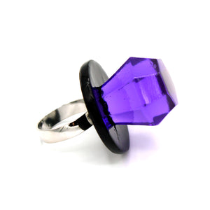 Jewelie Pop Ring Non Traditional Engagement Ring Resin Handmade Jewelry Gift Men Women Purple Black