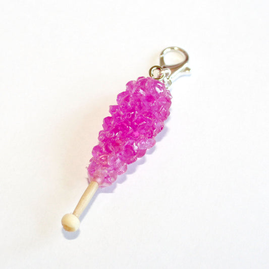Handmade Pink Resin Rock Candy Charm - Lobster Clasp Attachment