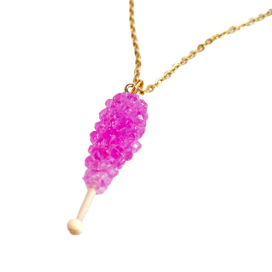 Pink Rock Candy Charm Necklace Handmade in the USA by Fatally Feminine