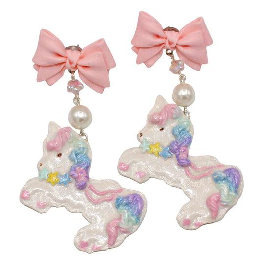Unicorn Bon Bon Statement Earrings (Handcrafted Pastel Rainbow Jewelry Set)