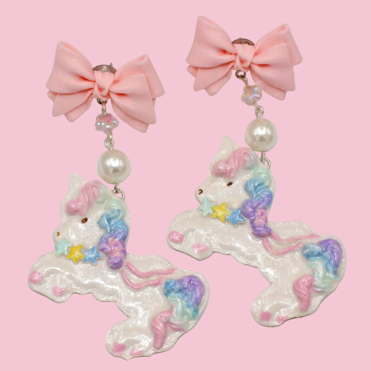 Unicorn Bon Bon Statement Earrings (Handcrafted Pastel Rainbow Jewelry Style)