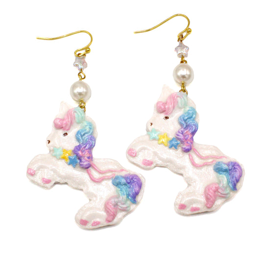 Unicorn Bon Bon Hook Statement Earrings (Handcrafted Pastel Rainbow Jewelry Style)