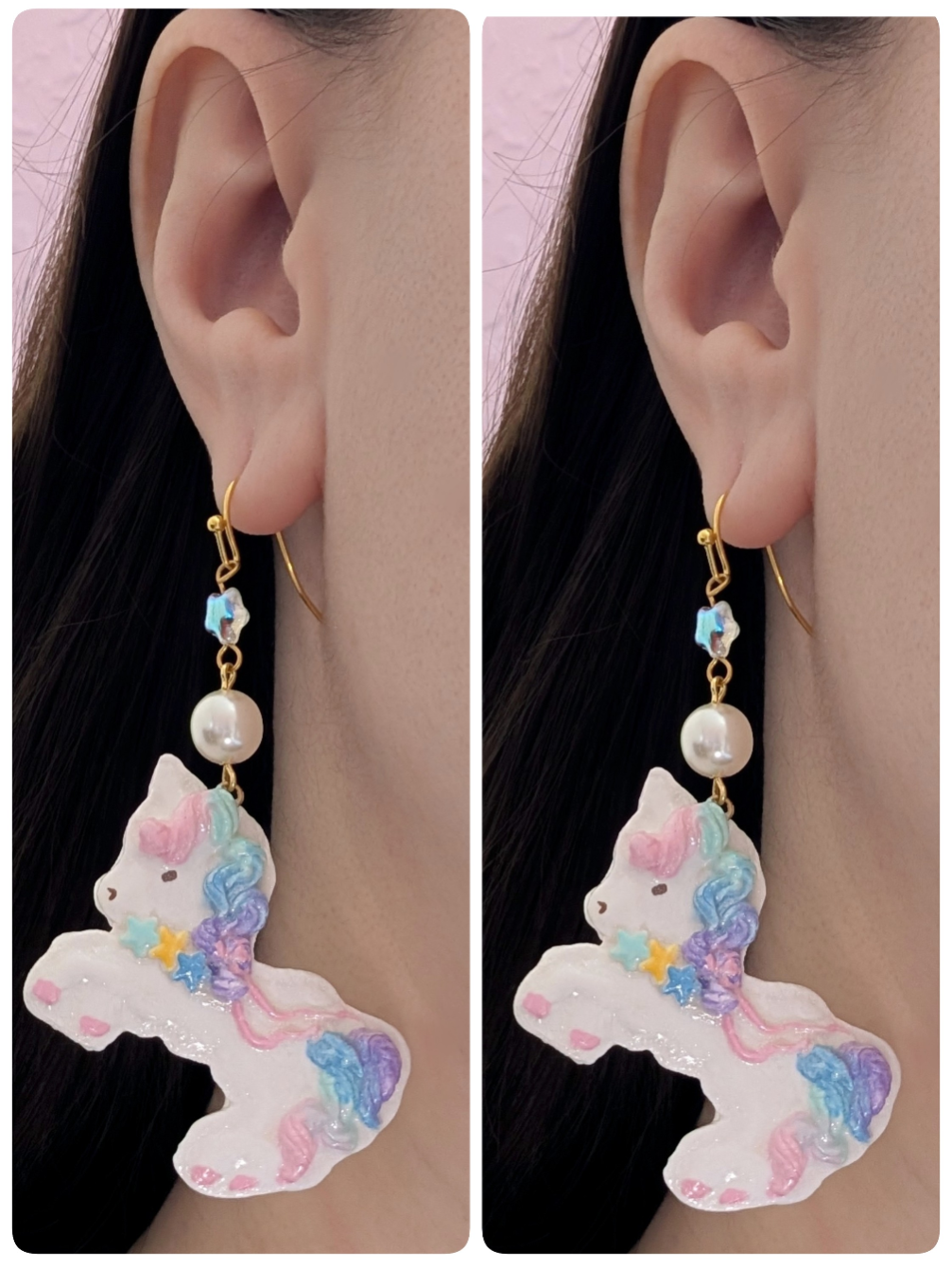 Unicorn Bon Bon Hook Statement Earrings (Handcrafted Pastel Rainbow Jewelry Style)