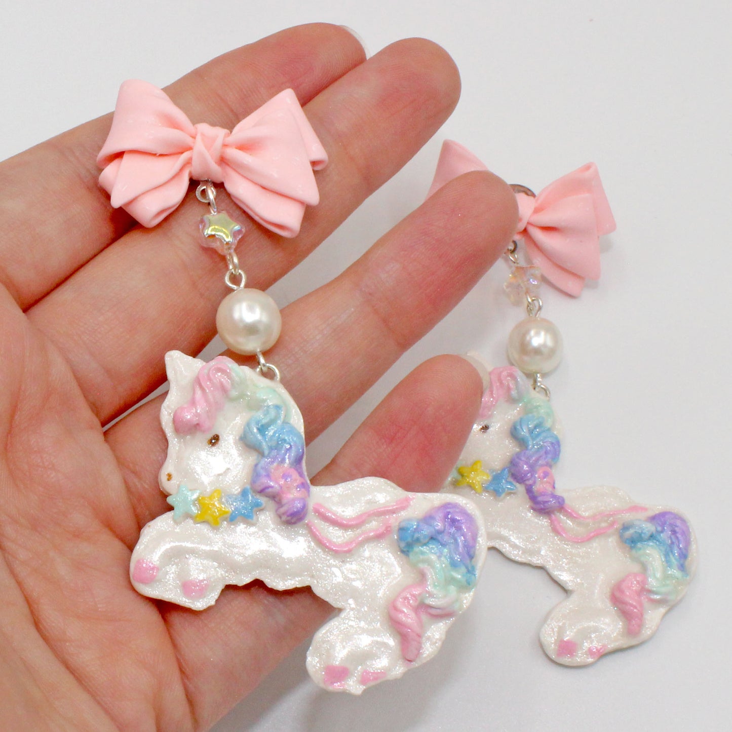 Unicorn Bon Bon Statement Earrings (Handcrafted Pastel Rainbow Jewelry Set)