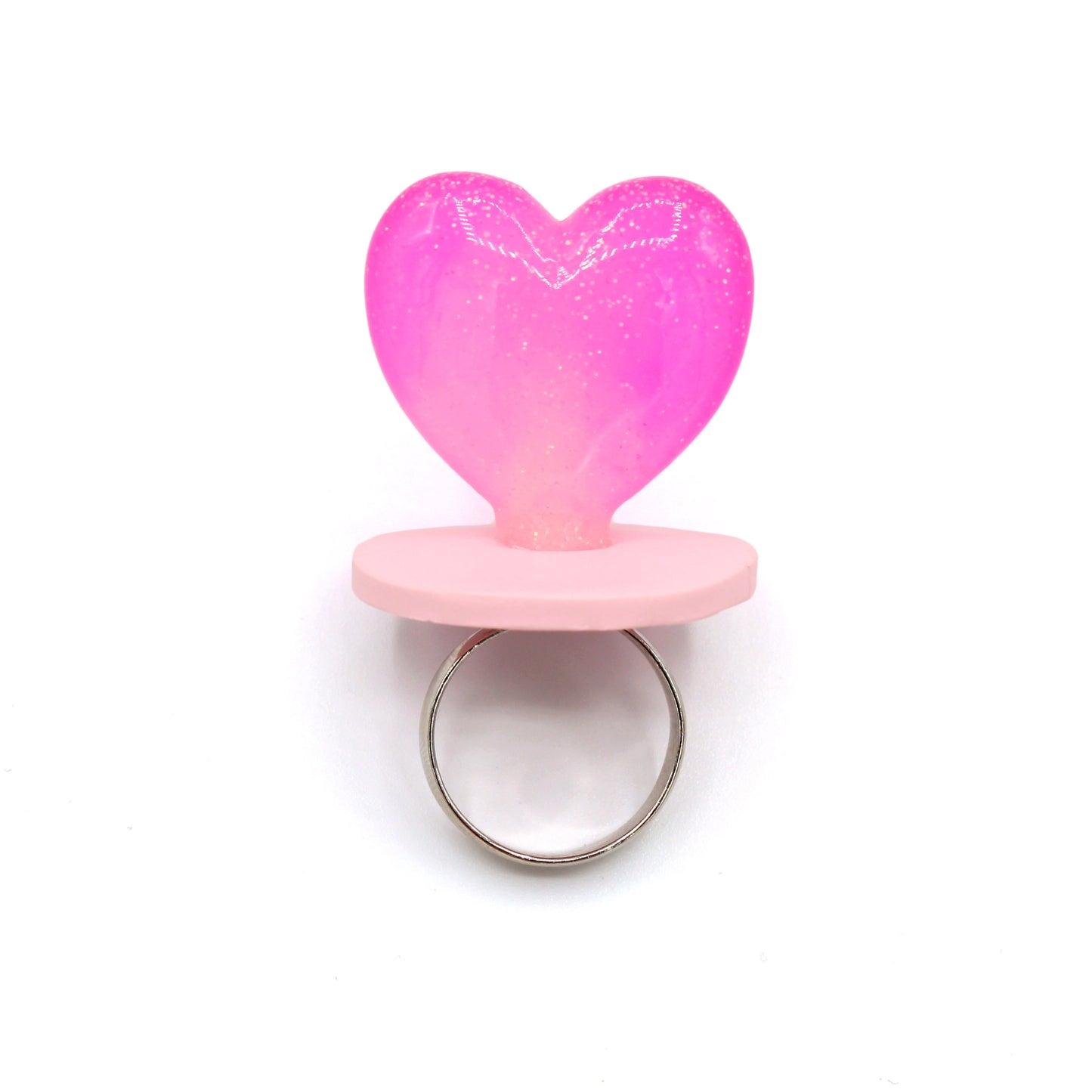 Pink Heart Faux Candy Statement Ring - Adjustable in Silver or Gold - Fatally Feminine Designs