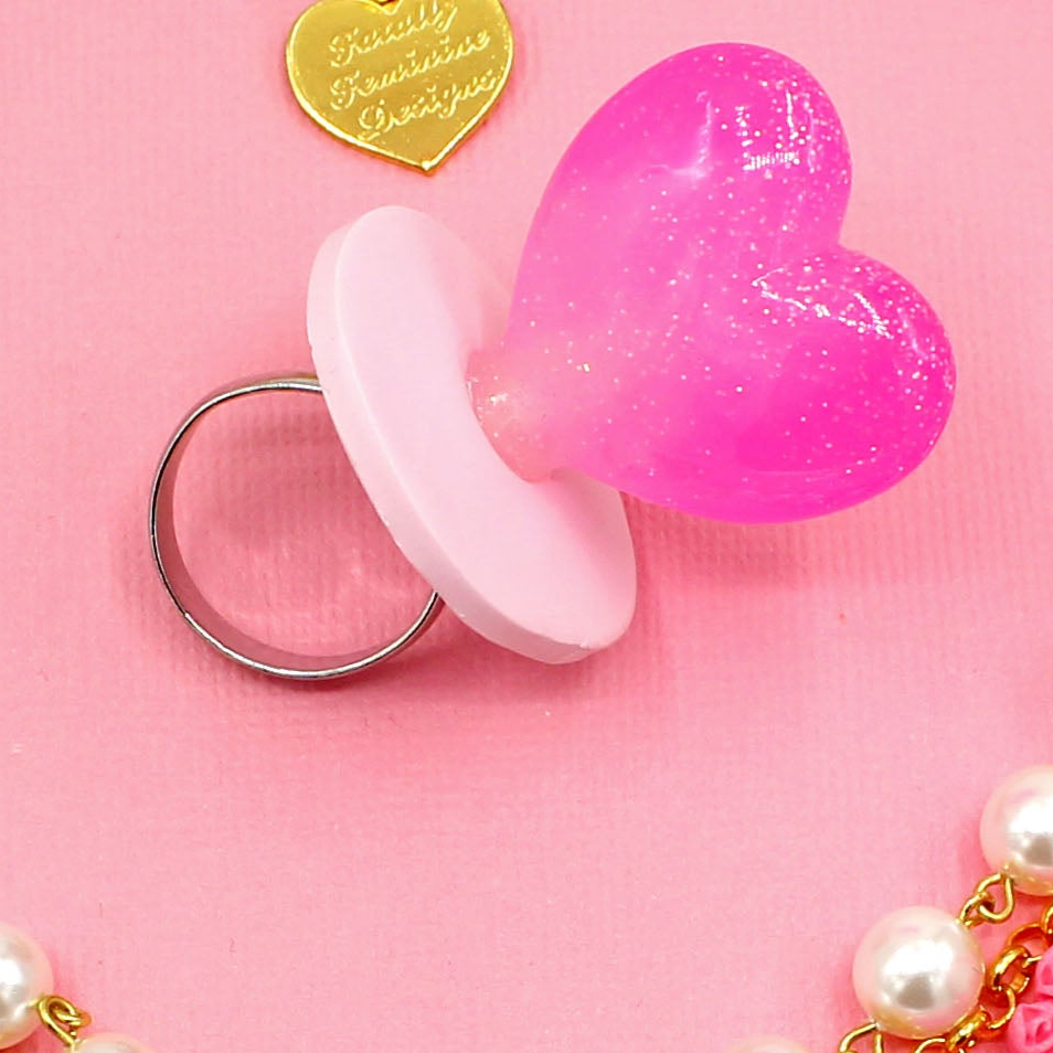 Pink Heart Faux Candy Statement Ring - Adjustable in Silver or Gold - Fatally Feminine Designs