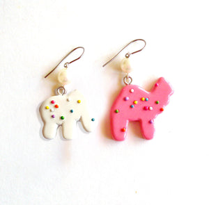 Frosted Circus Animal Cookie Earrings with Pearls