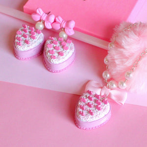 Pink Heart Cake Earrings