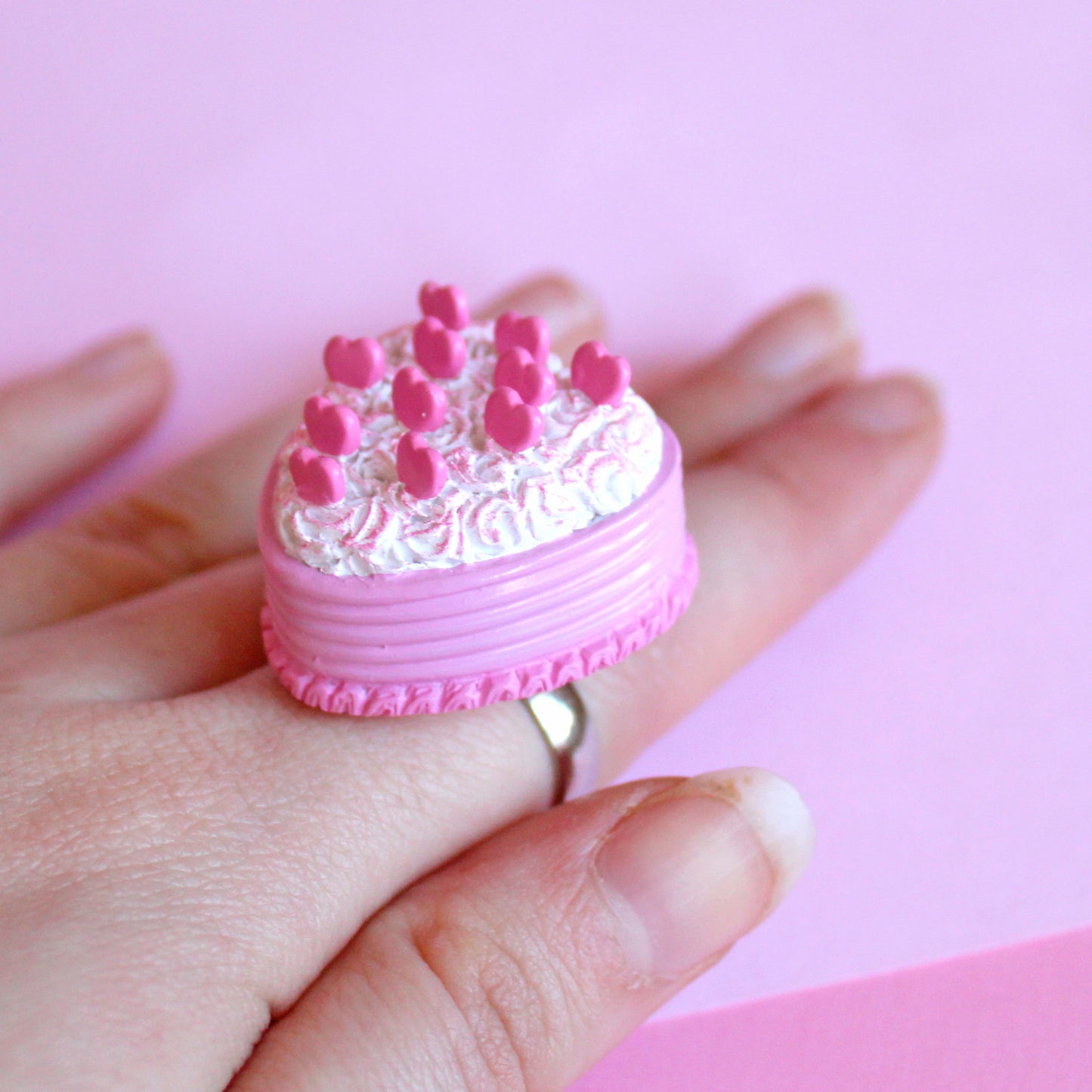 Pink Heart Cake Ring