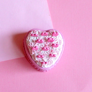 Pink Heart Cake Brooch Pin