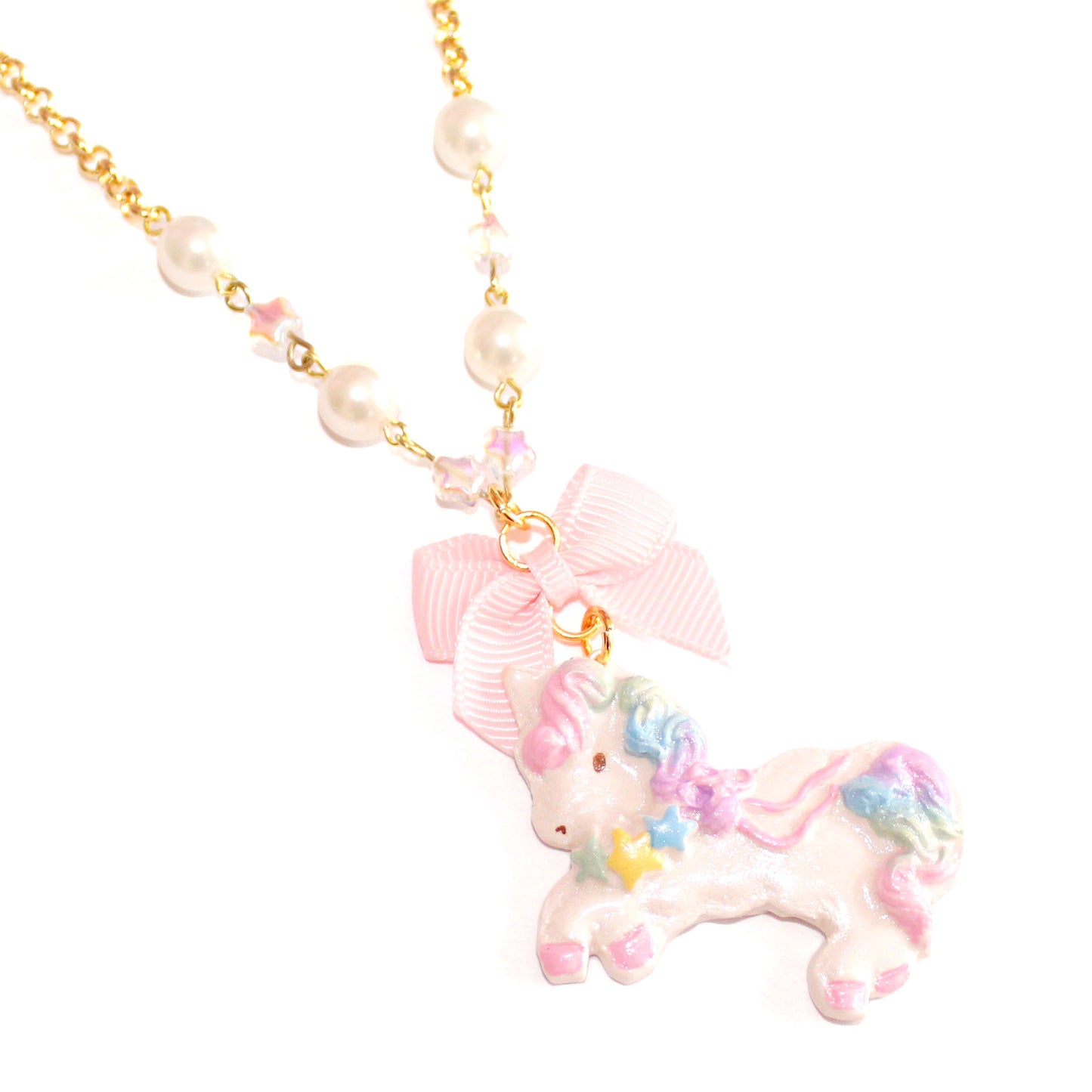 Deluxe Unicorn Bon Bon Pearl Cascade Necklace (Handcrafted Kawaii Statement Jewelry)