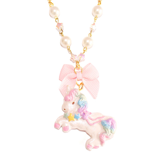 Deluxe Unicorn Bon Bon Pearl Cascade Necklace (Handcrafted Kawaii Statement Jewelry)