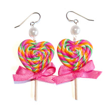 Load image into Gallery viewer, Rainbow Heart Lollipop Earrings
