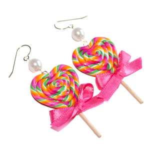 Rainbow Heart Lollipop Earrings