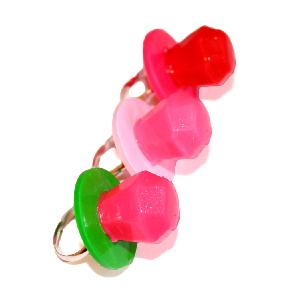 Faux Candy Ring, Adjustable Size, Pink Green or Red