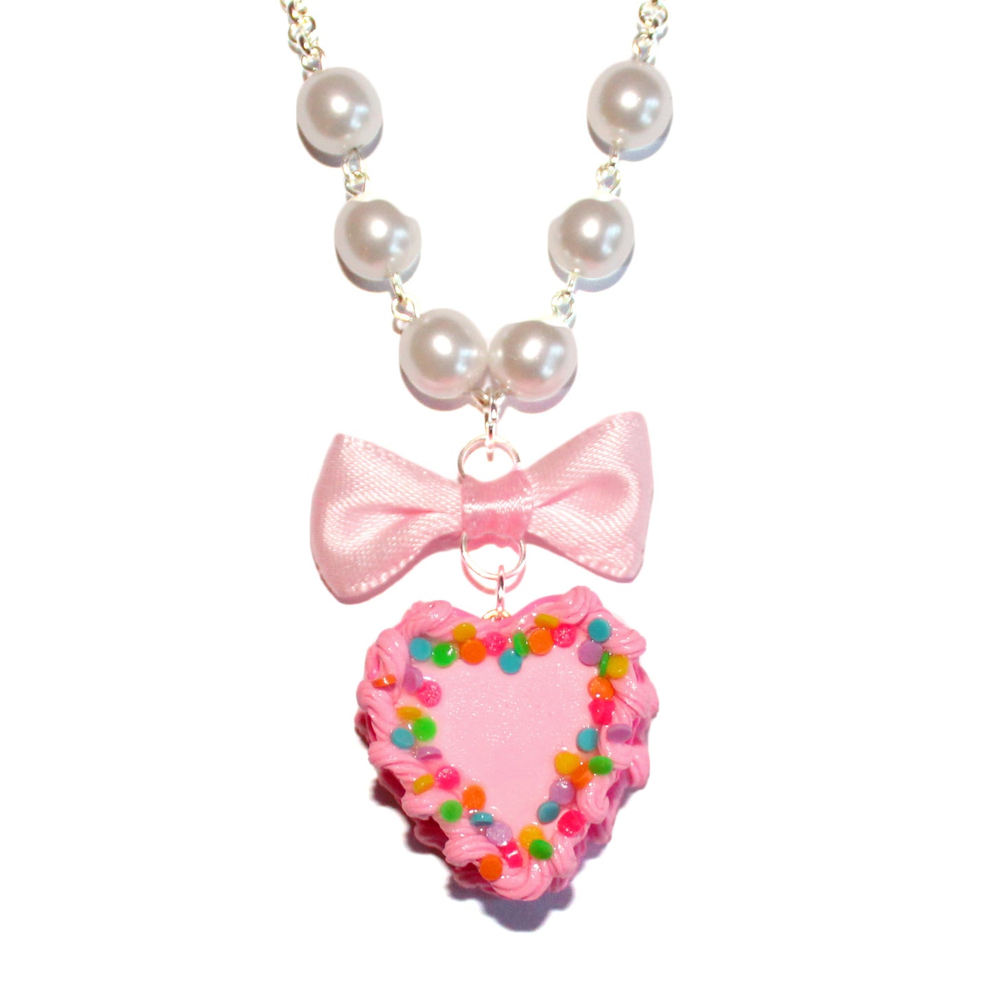 Heart Pink Birthday Cake Necklace