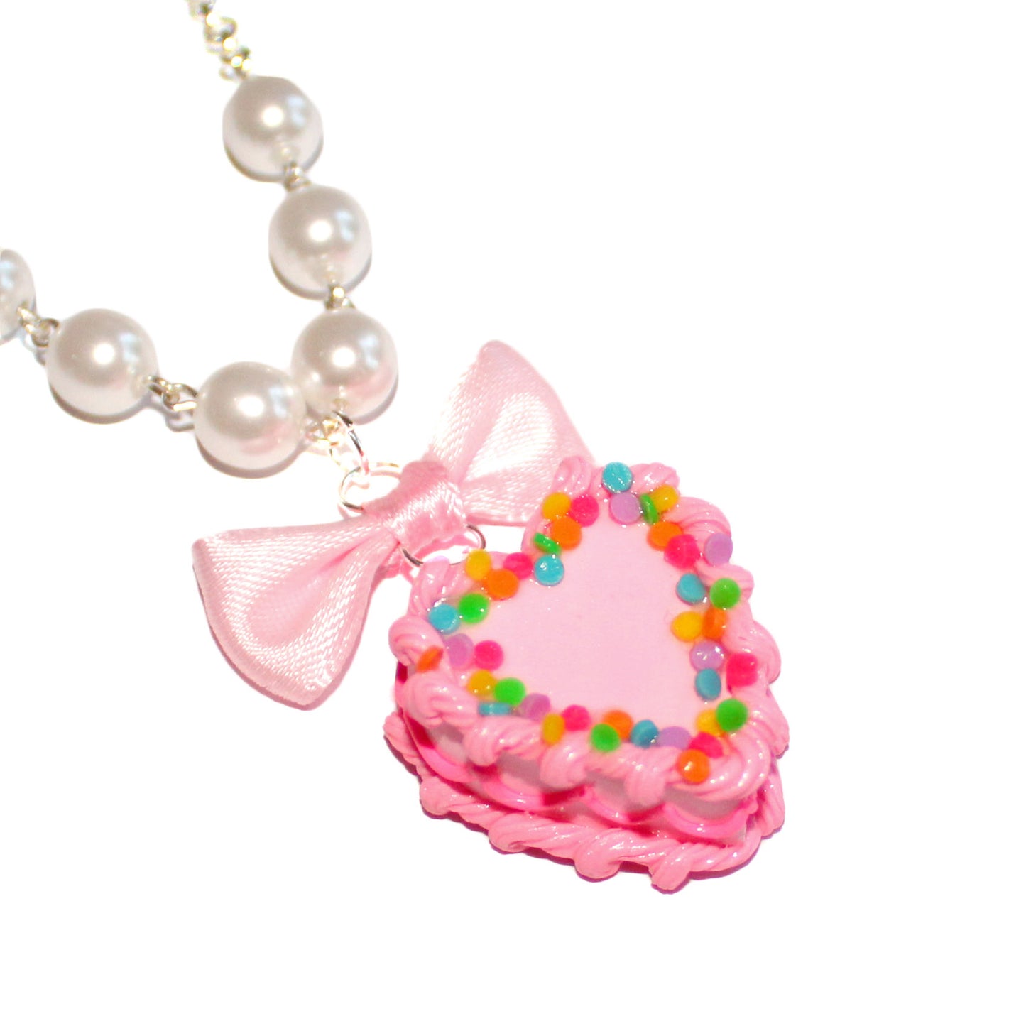 Heart Pink Birthday Cake Necklace
