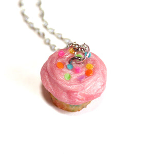 Pink Funfetti Cupcake Necklace or Charm