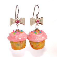 Load image into Gallery viewer, Pink Funfetti Cupcake Earrings, Confetti Cupcake Earrings
