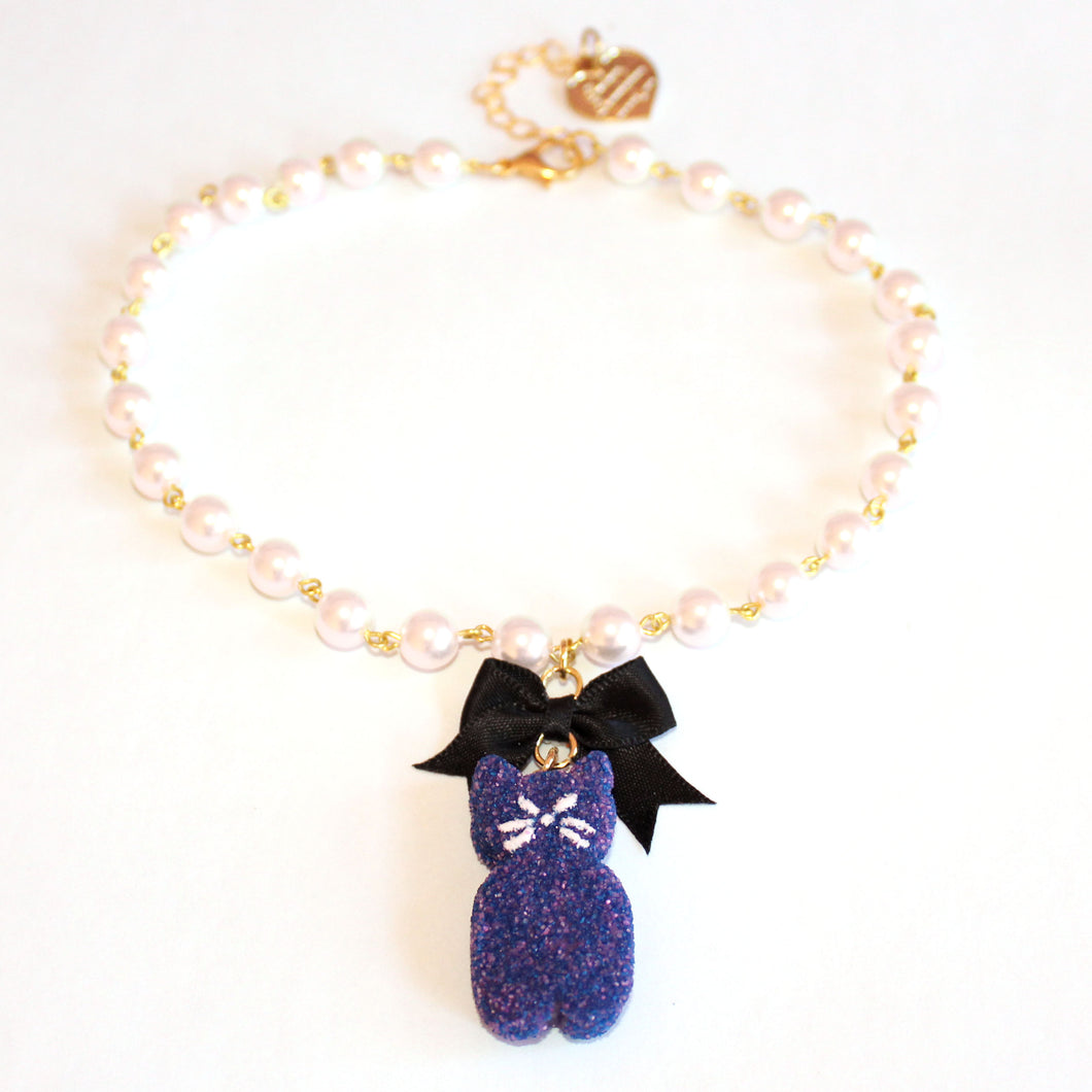 Black Cat Marshmallow Pearl Choker - Fatally Feminine Designs