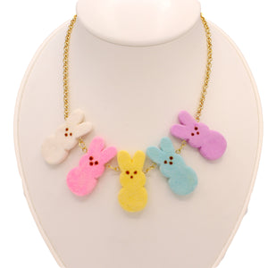 Marshmallow Bunny Statement Necklace