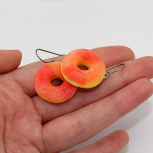 Gummy Peach Ring Earrings - Gold or Silver - Fatally Feminine Designs