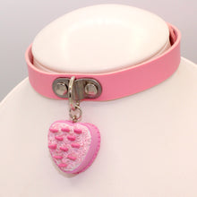 Load image into Gallery viewer, Pink Heart Cake Choker - Vegan Leather
