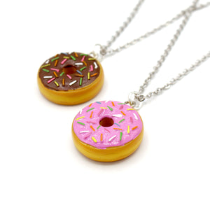 Rainbow Sprinkles Donut Necklace - Pink or Chocolate