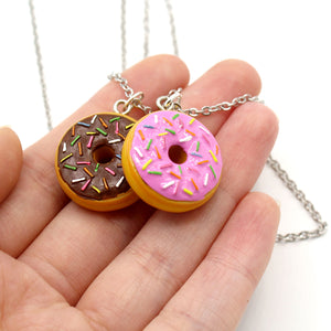 Rainbow Sprinkles Donut Necklace - Pink or Chocolate