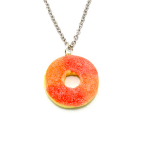 Gummy Peach Ring Necklace - Gold or Silver - Fatally Feminine Designs