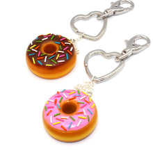 Load image into Gallery viewer, Rainbow Sprinkles Donut Keychain - Fatally Feminine Designs
