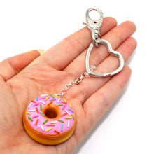 Load image into Gallery viewer, Rainbow Sprinkles Donut Keychain - Fatally Feminine Designs
